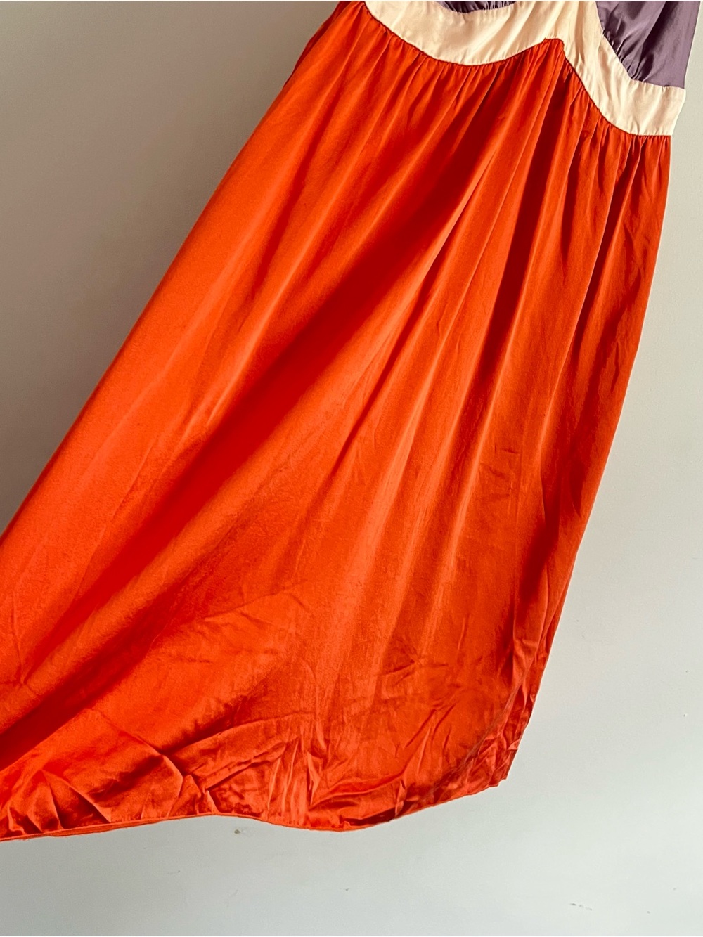 Velvet by Graham & Spencer Silk Orange Purple Colorblock Slip Dress Size Medium - Picture 7 of 10